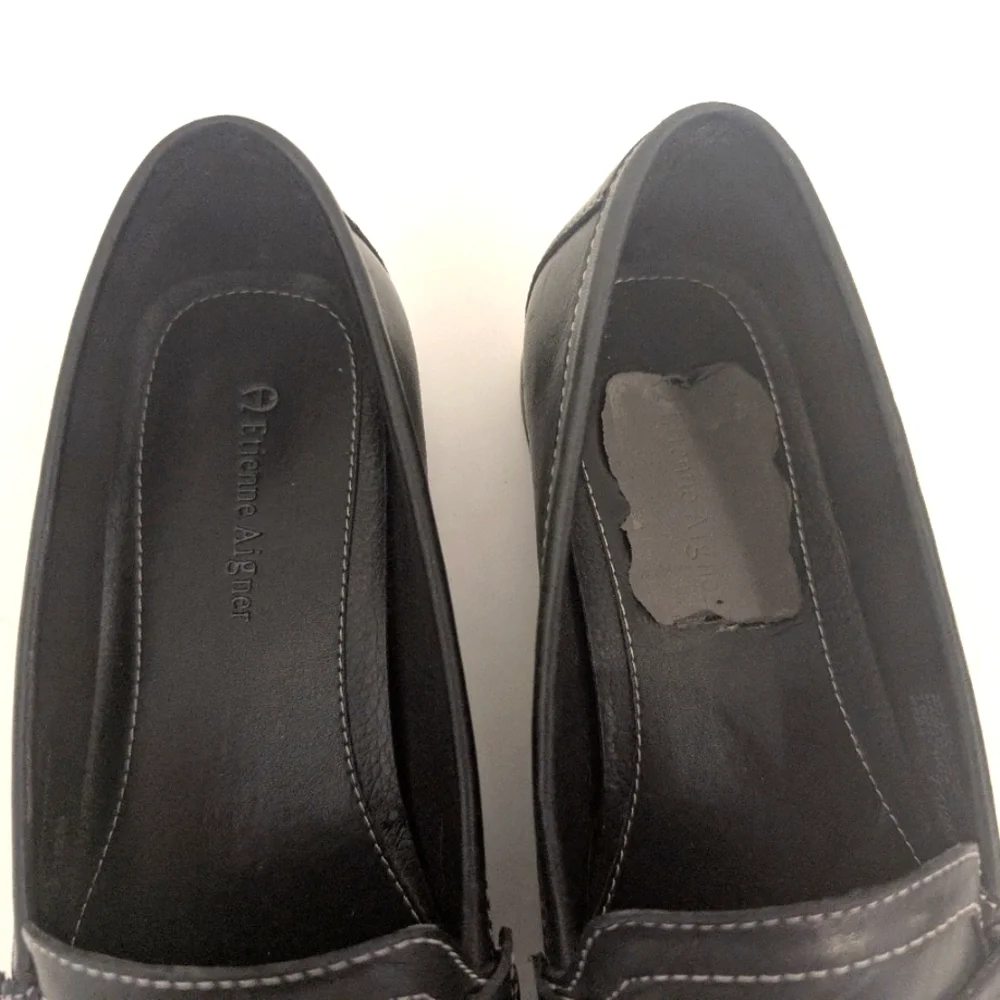 Etienne Aigner Black Leather Women's‎ Slip-On Loafers Size 7.5